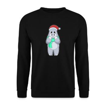 Nilpferd Weihnachten Winter - Unisex Pullover - Schwarz - Vorne - Alina (178cm) & Michal (187cm)