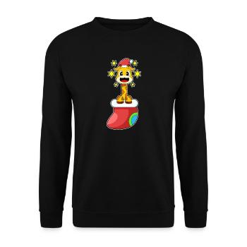 Giraffe Christmas Christmas Sock - Unisex Sweatshirt - black - Front - Alina (178cm) & Michal (187cm)