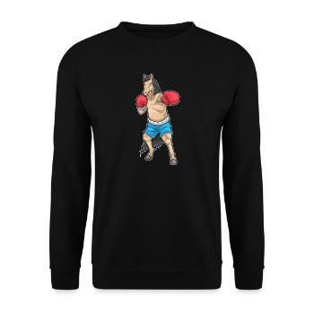 Pferd Boxer Boxhandschuhe Boxen - Unisex Pullover - Schwarz - Vorne - Alina (178cm) & Michal (187cm)