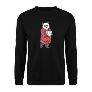 Panda Sekretärin Papierstapel Büro - Unisex Pullover - Schwarz - Vorne - Alina (178cm) & Michal (187cm)