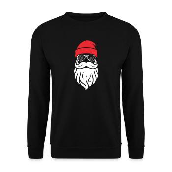 Cooler Santa Bart Design Weihnachtsmann Hipster - Unisex Pullover - Schwarz - Vorne - Alina (178cm) & Michal (187cm)