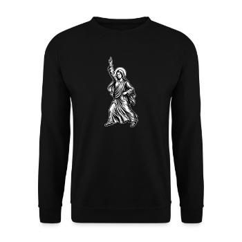 Dancing Mary Virgin – lustiges Partymusik-Meme - Unisex Pullover - Schwarz - Vorne - Alina (178cm) & Michal (187cm)