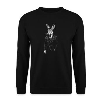 Dapper Rabbit en costume - Sweat-shirt Unisexe - noir - Devant - Alina (178cm) & Michal (187cm)