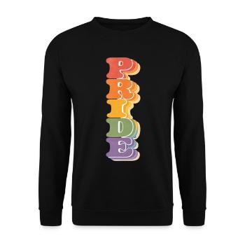 Pride Vertikal Regenbogen CSD Retro Spruch Retro 7 - Unisex Pullover - Schwarz - Vorne - Alina (178cm) & Michal (187cm)