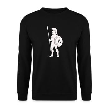 Spartan Warrior with Shield - Unisex Sweatshirt - black - Front - Alina (178cm) & Michal (187cm)