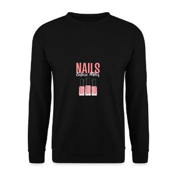 Nägel vor Männern Nagel-Techniker Gift - Unisex Pullover - Schwarz - Vorne - Alina (178cm) & Michal (187cm)