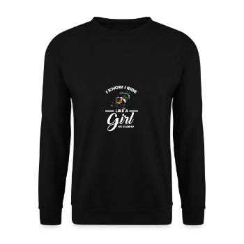 Schneemobilfahrt lustiges Zitat wie ein Mädchen Wi - Unisex Pullover - Schwarz - Vorne - Alina (178cm) & Michal (187cm)