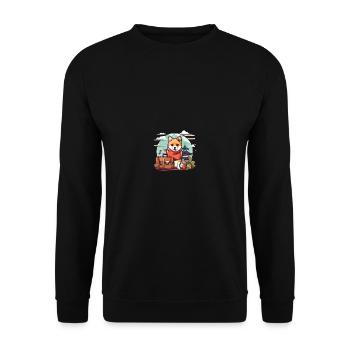 Dog Shiba Inu with luggage traveling in Asia - Unisex Sweatshirt - black - Front - Alina (178cm) & Michal (187cm)