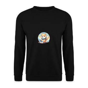 Dog Shiba Inu winter sports skiing snow mountains - Unisex Sweatshirt - black - Front - Alina (178cm) & Michal (187cm)