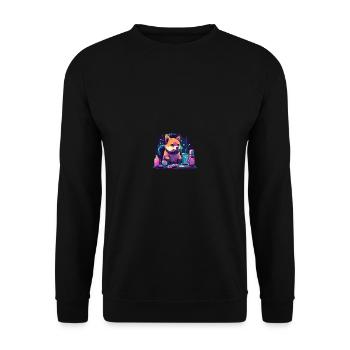 Hund Shiba Inu Computer Spieler Kopfhörer - Unisex Pullover - Schwarz - Vorne - Alina (178cm) & Michal (187cm)