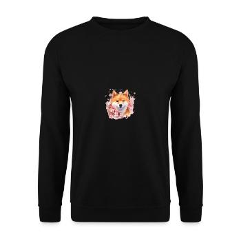 Chien japonais Shiba Inu Cherry Blossom Love - Sweat-shirt Unisexe - noir - Devant - Alina (178cm) & Michal (187cm)