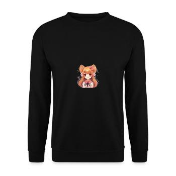 Chienne japonaise Shiba Inu fille avec des fleurs - Sweat-shirt Unisexe - noir - Devant - Alina (178cm) & Michal (187cm)