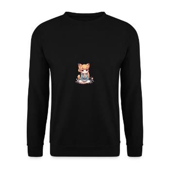 Chienne japonaise Shiba Inu fille en kimono - Sweat-shirt Unisexe - noir - Devant - Alina (178cm) & Michal (187cm)