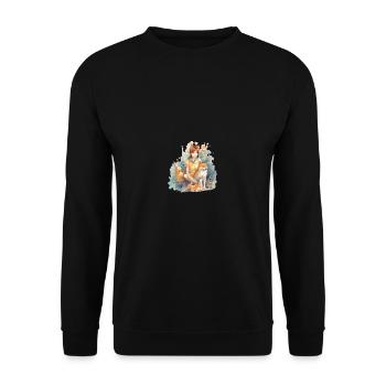 Girl with Japanese dog Shiba Inu pet - Unisex Sweatshirt - black - Front - Alina (178cm) & Michal (187cm)