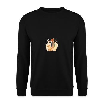 Girl with Japanese dog Shiba Inu pet - Unisex Sweatshirt - black - Front - Alina (178cm) & Michal (187cm)