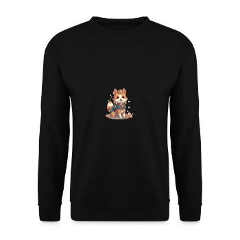 Chienne japonaise Shiba Inu fille avec kimono - Sweat-shirt Unisexe - noir - Devant - Alina (178cm) & Michal (187cm)