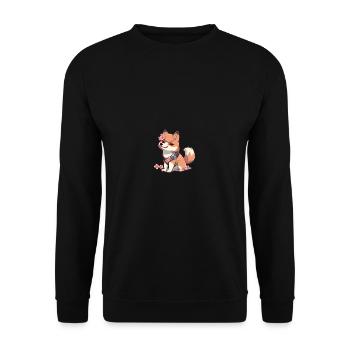 japanisch Hund Shiba Inu Mädchen mit Kirschblüten - Unisex Pullover - Schwarz - Vorne - Alina (178cm) & Michal (187cm)