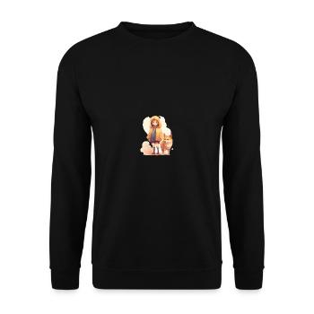 Girl with Japanese dog Shiba Inu pet - Unisex Sweatshirt - black - Front - Alina (178cm) & Michal (187cm)