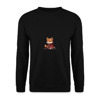 Japanese dog Shiba Inu samurai in yukata - Unisex Sweatshirt - black - Front - Alina (178cm) & Michal (187cm)
