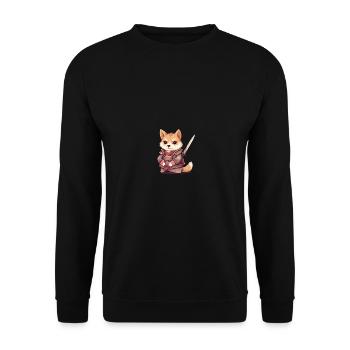 Japanese dog Shiba Inu Samurai with katana - Unisex Sweatshirt - black - Front - Alina (178cm) & Michal (187cm)