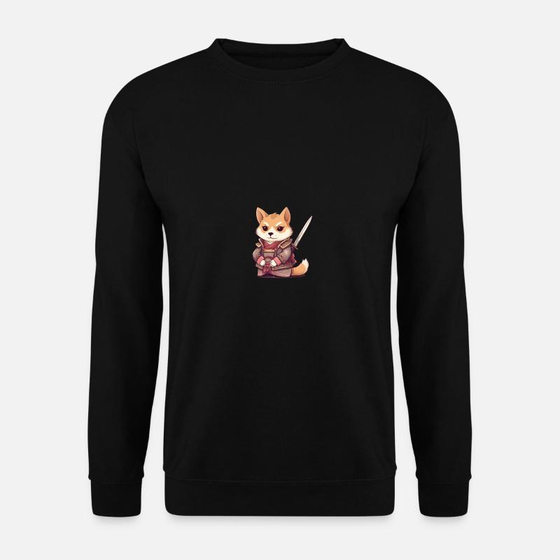japanisch Hund Shiba Inu Samurai mit Katana - Unisex Pullover - Schwarz