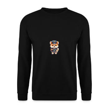 Japanese dog Shiba Inu profession policeman in - Unisex Sweatshirt - black - Front - Alina (178cm) & Michal (187cm)