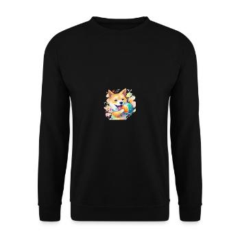 Japanese dog Shiba Inu colorful watercolor with - Unisex Sweatshirt - black - Front - Alina (178cm) & Michal (187cm)