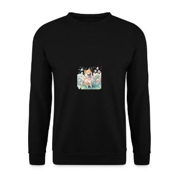 Chien japonais Shiba Inu, aquarelle colorée, - Sweat-shirt Unisexe - noir - Devant - Alina (178cm) & Michal (187cm)