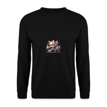 Japanese dog Shiba Inu with helmet and racing car - Unisex Sweatshirt - black - Front - Alina (178cm) & Michal (187cm)