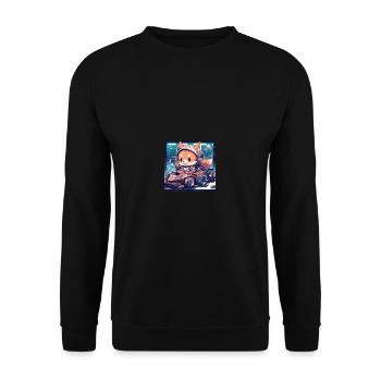 Japanese dog Shiba Inu with helmet and racing car - Unisex Sweatshirt - black - Front - Alina (178cm) & Michal (187cm)