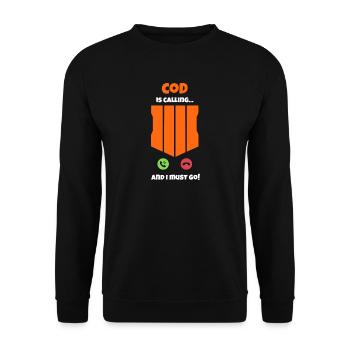 CoD is calling and I must go call Duty Geschenk - Unisex Pullover - Schwarz - Vorne - Alina (178cm) & Michal (187cm)