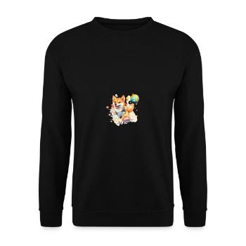 Japanese dog Shiba Inu Ball Sport - Unisex Sweatshirt - black - Front - Alina (178cm) & Michal (187cm)