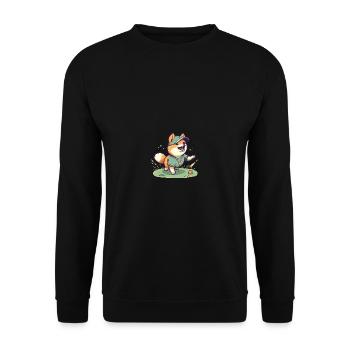 Japanese dog Shiba Inu soccer ball sports hobby - Unisex Sweatshirt - black - Front - Alina (178cm) & Michal (187cm)