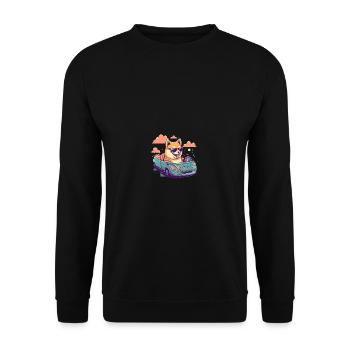 Chien Shiba Inu voyageant avec voiture et lunettes - Sweat-shirt Unisexe - noir - Devant - Alina (178cm) & Michal (187cm)