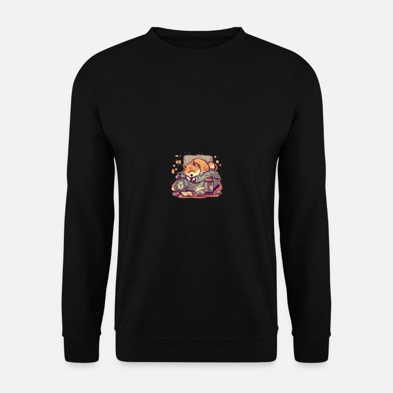 japanischer Hund Shiba Inu Schlaf vor Wecker - Unisex Pullover - Schwarz