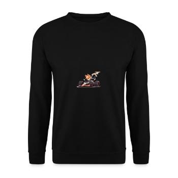 Japanese dog Shiba Inu with helmet and racing car - Unisex Sweatshirt - black - Front - Alina (178cm) & Michal (187cm)
