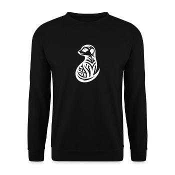 Putziges Erdmännchen im Tattoo Style - Unisex Pullover - Schwarz - Vorne - Alina (178cm) & Michal (187cm)