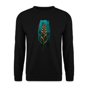 Tropische Pracht: Heliconia-Blume - Unisex Pullover - Schwarz - Vorne - Alina (178cm) & Michal (187cm)