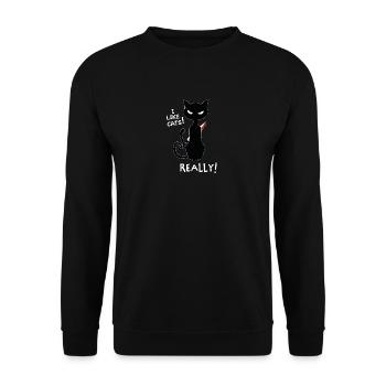 Ich mag Katzen! Lustiges Kitty Shirt Design - Unisex Pullover - Schwarz - Vorne - Alina (178cm) & Michal (187cm)