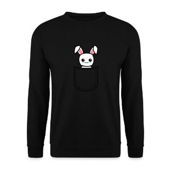 lapin dans une poche - Sweat-shirt Unisexe - noir - Devant - Alina (178cm) & Michal (187cm)