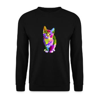 Chat coloré - Sweat-shirt Unisexe - noir - Devant - Alina (178cm) & Michal (187cm)