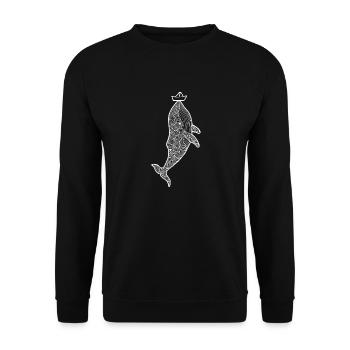 Baleine avec navire sur le nez - Sweat-shirt Unisexe - noir - Devant - Alina (178cm) & Michal (187cm)