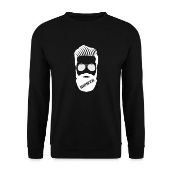 Hipster Illustration mit Bart und Sonnenbrille - Unisex Pullover - Schwarz - Vorne - Alina (178cm) & Michal (187cm)
