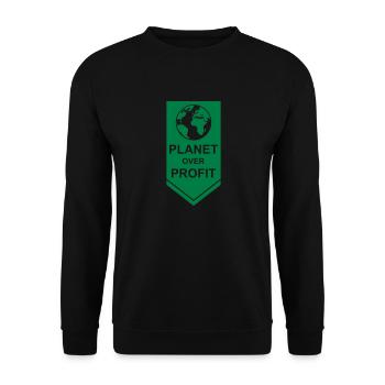 planet over profit quote - Unisex Sweatshirt - black - Front - Alina (178cm) & Michal (187cm)