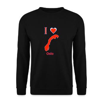 Norway map flag with the city of Oslo - Unisex Sweatshirt - black - Front - Alina (178cm) & Michal (187cm)