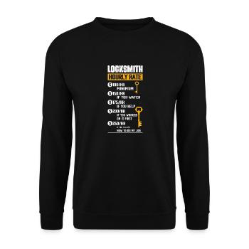 Locksmith Hourly Rate Lockpicker Pick Locks - Unisex Pullover - Schwarz - Vorne - Alina (178cm) & Michal (187cm)