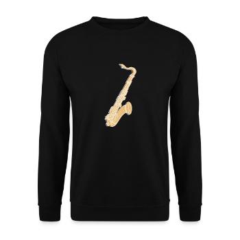 "Saxophone", Boho Line Art Design, Series "Music" - Unisex Sweatshirt - black - Front - Alina (178cm) & Michal (187cm)