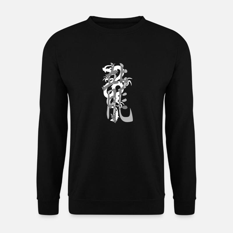 Dragon9 white kanji grey - Unisex Sweatshirt - black