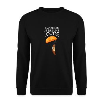 Je M'en Fous Je Suis Une Loutre Parachute - Sweat-shirt Unisexe - noir - Devant - Alina (178cm) & Michal (187cm)