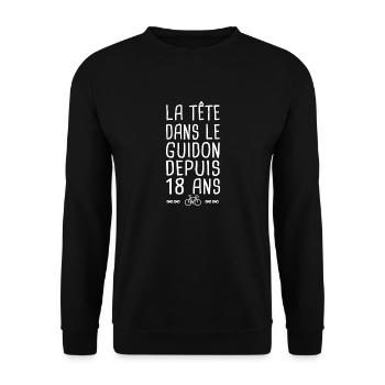18 ans vélo tête dans le guidon anniversaire 18 - Sweat-shirt Unisexe - noir - Devant - Alina (178cm) & Michal (187cm)